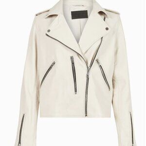 AllSaints White Fern Biker Jacket Size 4